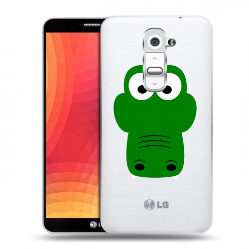 Полупрозрачный дизайнерский пластиковый чехол для LG Optimus G2 Прозрачные крокодилы