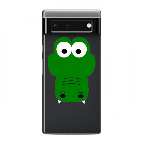 Полупрозрачный дизайнерский пластиковый чехол для Google Pixel 6 Прозрачные крокодилы