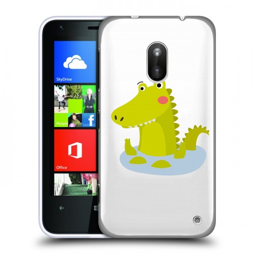 Полупрозрачный дизайнерский силиконовый чехол для Nokia Lumia 620 Прозрачные крокодилы