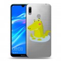 Полупрозрачный дизайнерский пластиковый чехол для Huawei Y6 (2019) Прозрачные крокодилы