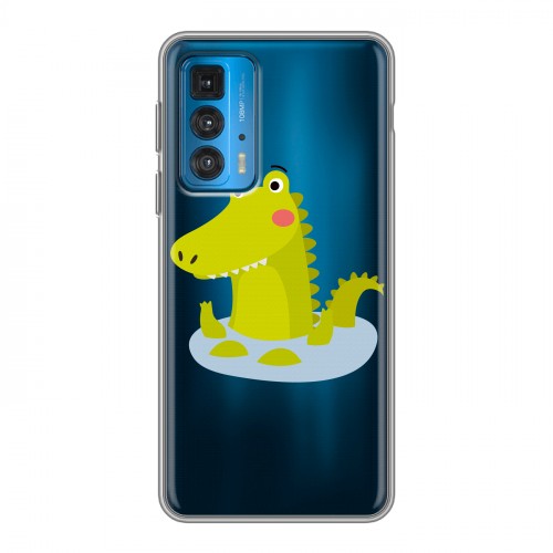 Полупрозрачный дизайнерский силиконовый чехол для Motorola Edge 20 Прозрачные крокодилы