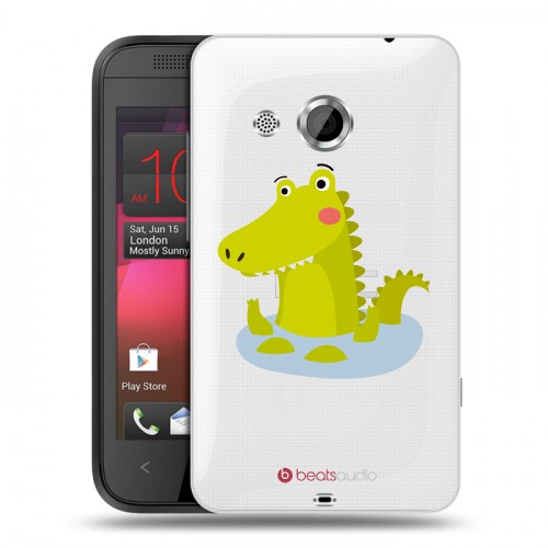 Полупрозрачный дизайнерский пластиковый чехол для HTC Desire 200 Прозрачные крокодилы