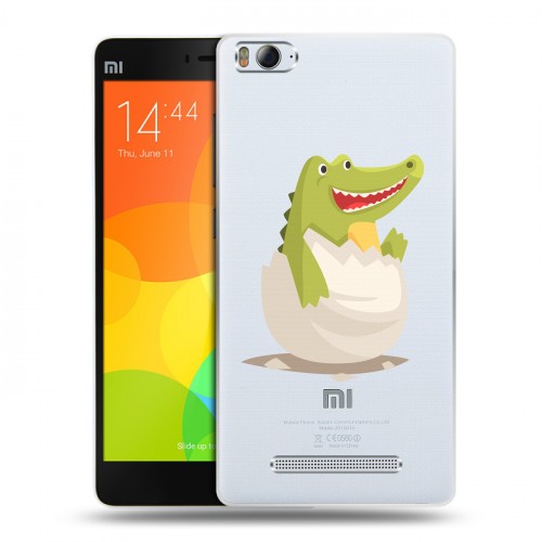 Полупрозрачный дизайнерский пластиковый чехол для Xiaomi Mi4i Прозрачные крокодилы