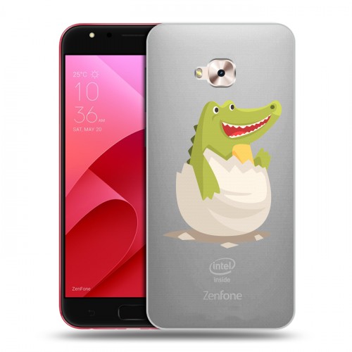Полупрозрачный дизайнерский пластиковый чехол для ASUS ZenFone 4 Selfie Pro Прозрачные крокодилы