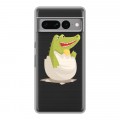 Полупрозрачный дизайнерский силиконовый с усиленными углами чехол для Google Pixel 7 Pro Прозрачные крокодилы