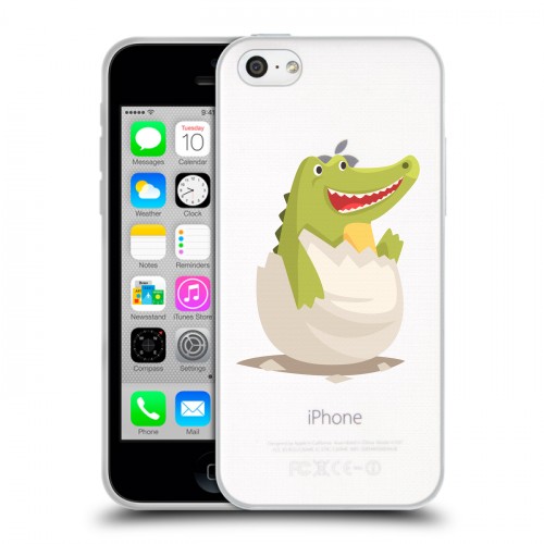 Полупрозрачный дизайнерский пластиковый чехол для Iphone 5c Прозрачные крокодилы