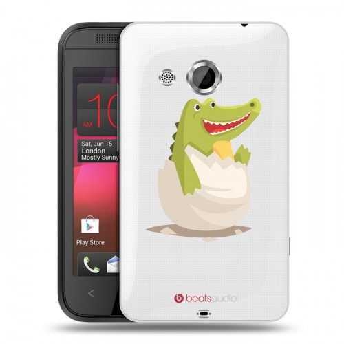 Полупрозрачный дизайнерский пластиковый чехол для HTC Desire 200 Прозрачные крокодилы