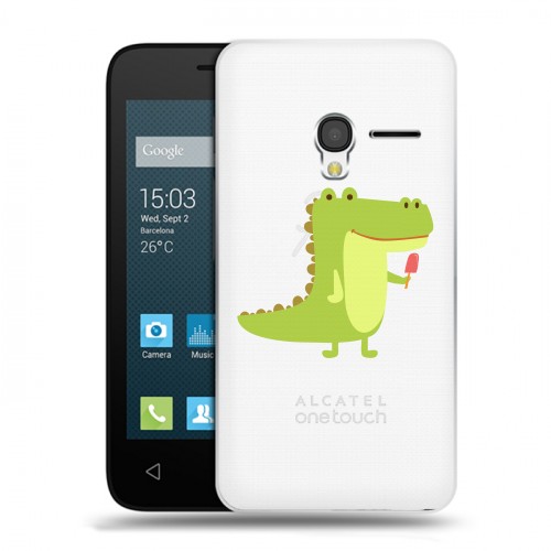 Полупрозрачный дизайнерский пластиковый чехол для Alcatel One Touch Pixi 3 (4.5) Прозрачные крокодилы