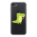 Полупрозрачный дизайнерский силиконовый с усиленными углами чехол для Iphone 7 Прозрачные крокодилы