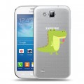 Полупрозрачный дизайнерский пластиковый чехол для Samsung Galaxy Premier Прозрачные крокодилы