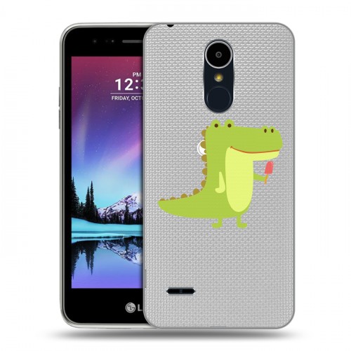 Полупрозрачный дизайнерский пластиковый чехол для LG K7 (2017) Прозрачные крокодилы