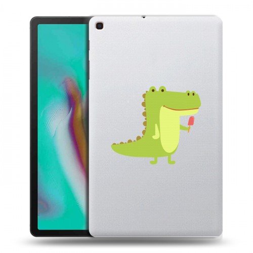 Полупрозрачный дизайнерский силиконовый чехол для Samsung Galaxy Tab A 10.1 (2019) Прозрачные крокодилы