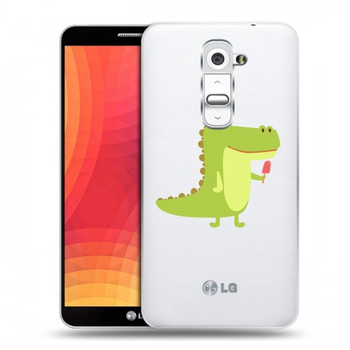 Полупрозрачный дизайнерский пластиковый чехол для LG Optimus G2 Прозрачные крокодилы