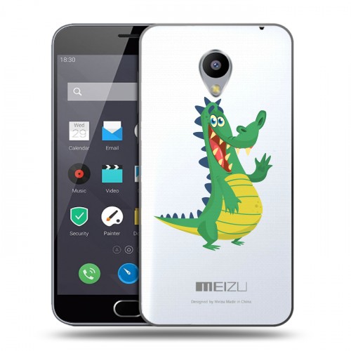 Полупрозрачный дизайнерский пластиковый чехол для Meizu M2 Note Прозрачные крокодилы