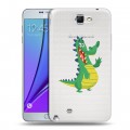 Полупрозрачный дизайнерский пластиковый чехол для Samsung Galaxy Note 2 Прозрачные крокодилы