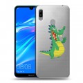 Полупрозрачный дизайнерский пластиковый чехол для Huawei Y6 (2019) Прозрачные крокодилы