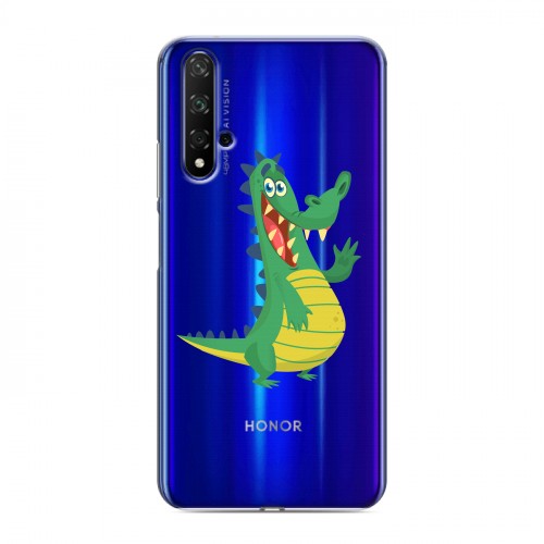 Полупрозрачный дизайнерский силиконовый чехол для Huawei Honor 20 Прозрачные крокодилы