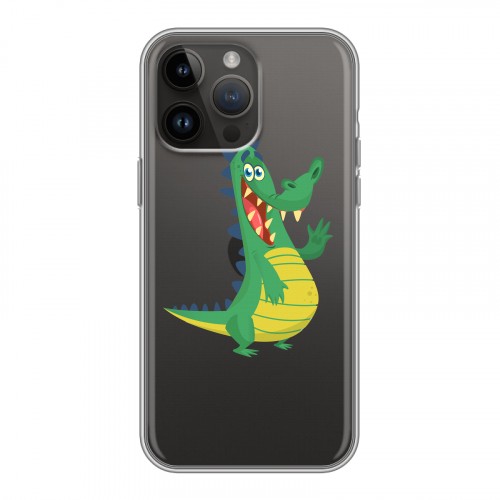 Полупрозрачный дизайнерский пластиковый чехол для Iphone 14 Pro Max Прозрачные крокодилы