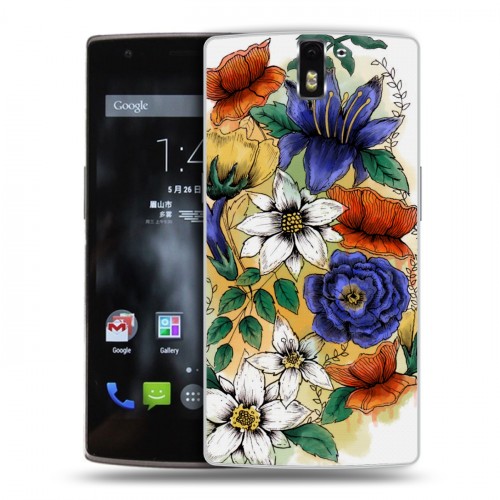 Дизайнерский силиконовый чехол для OnePlus One Цветочная акварель