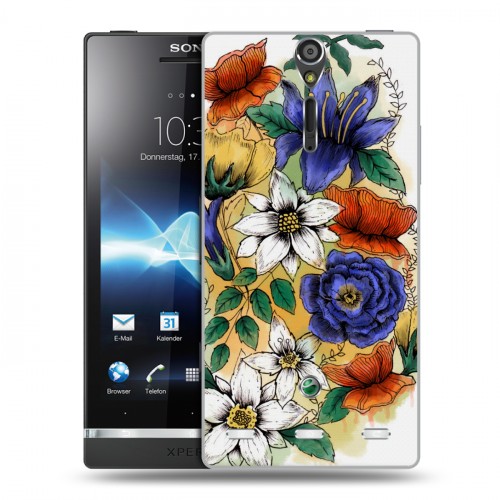 Дизайнерский пластиковый чехол для Sony Xperia S Цветочная акварель