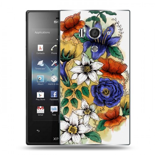 Дизайнерский пластиковый чехол для Sony Xperia acro S Цветочная акварель