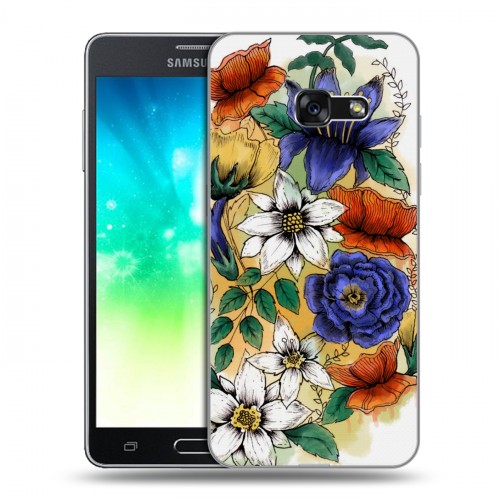Дизайнерский силиконовый с усиленными углами чехол для Samsung Galaxy A3 (2017) Цветочная акварель