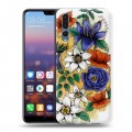 Дизайнерский силиконовый с усиленными углами чехол для Huawei P20 Pro Цветочная акварель