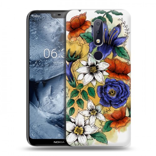 Дизайнерский пластиковый чехол для Nokia 6.1 Plus Цветочная акварель