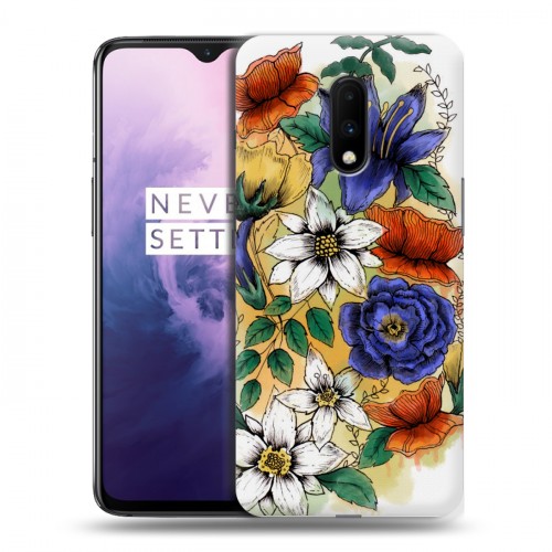 Дизайнерский пластиковый чехол для OnePlus 7 Цветочная акварель