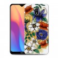 Дизайнерский силиконовый с усиленными углами чехол для Xiaomi RedMi 8A Цветочная акварель