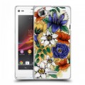 Дизайнерский пластиковый чехол для Sony Xperia L Цветочная акварель