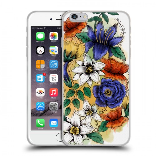 Дизайнерский силиконовый чехол для Iphone 6 Plus/6s Plus Цветочная акварель