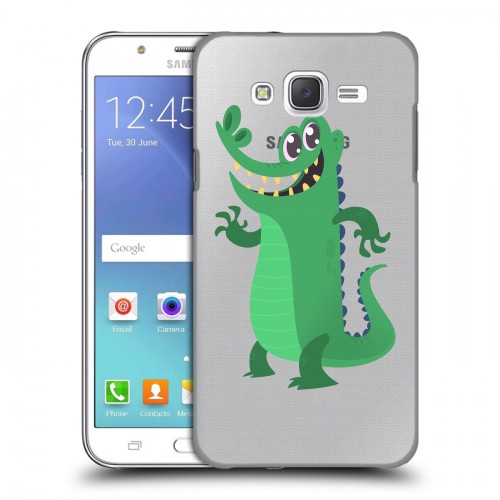 Полупрозрачный дизайнерский пластиковый чехол для Samsung Galaxy J5 Прозрачные крокодилы