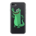 Полупрозрачный дизайнерский силиконовый чехол для Iphone 7 Прозрачные крокодилы