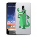 Полупрозрачный дизайнерский пластиковый чехол для Nokia 2.2 Прозрачные крокодилы