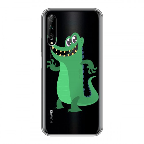 Полупрозрачный дизайнерский силиконовый чехол для Huawei Y9s Прозрачные крокодилы