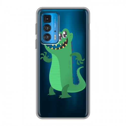 Полупрозрачный дизайнерский силиконовый чехол для Motorola Edge 20 Прозрачные крокодилы