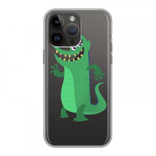 Полупрозрачный дизайнерский пластиковый чехол для Iphone 14 Pro Max Прозрачные крокодилы