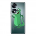 Полупрозрачный дизайнерский силиконовый чехол для Huawei Honor 70 Прозрачные крокодилы
