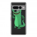 Полупрозрачный дизайнерский силиконовый с усиленными углами чехол для Google Pixel 7 Pro Прозрачные крокодилы