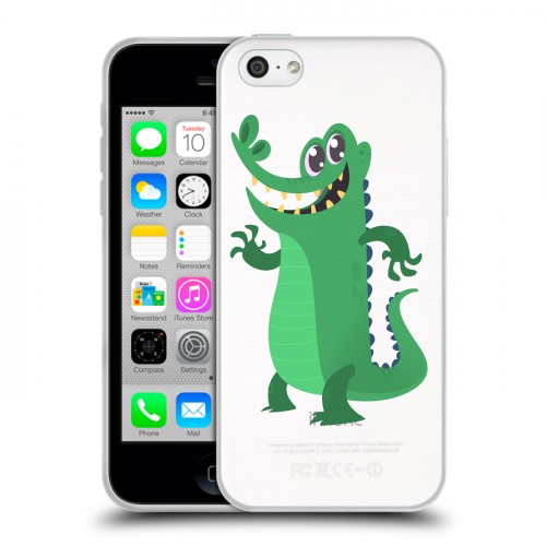Полупрозрачный дизайнерский пластиковый чехол для Iphone 5c Прозрачные крокодилы