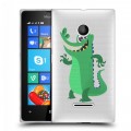 Полупрозрачный дизайнерский пластиковый чехол для Microsoft Lumia 435 Прозрачные крокодилы