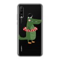 Полупрозрачный дизайнерский силиконовый чехол для Huawei P30 Lite Прозрачные крокодилы