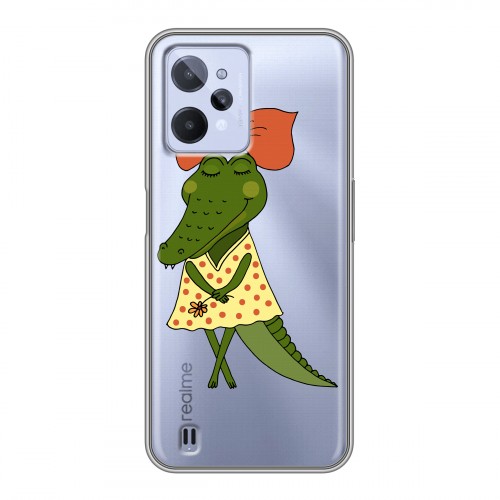 Полупрозрачный дизайнерский силиконовый чехол для Realme C31 Прозрачные крокодилы