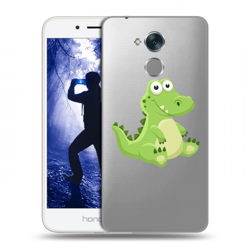 Полупрозрачный дизайнерский пластиковый чехол для Huawei Honor 6A Прозрачные крокодилы