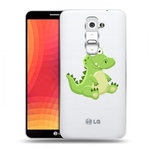 Полупрозрачный дизайнерский пластиковый чехол для LG Optimus G2 Прозрачные крокодилы