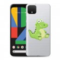 Полупрозрачный дизайнерский пластиковый чехол для Google Pixel 4 XL Прозрачные крокодилы