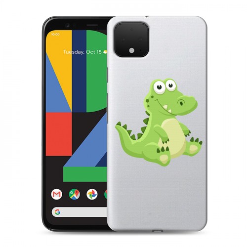 Полупрозрачный дизайнерский пластиковый чехол для Google Pixel 4 XL Прозрачные крокодилы