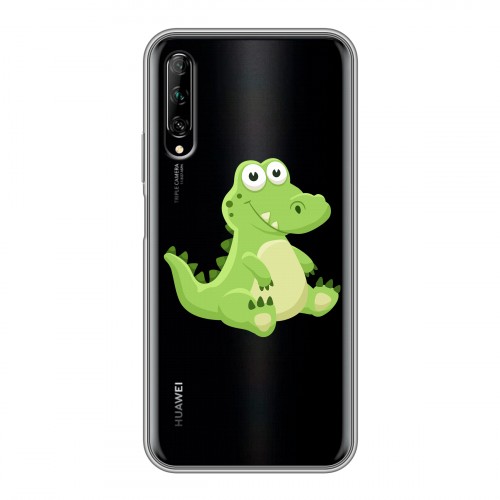 Полупрозрачный дизайнерский силиконовый чехол для Huawei Y9s Прозрачные крокодилы