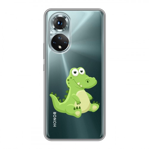 Полупрозрачный дизайнерский силиконовый чехол для Huawei Honor 50 Прозрачные крокодилы